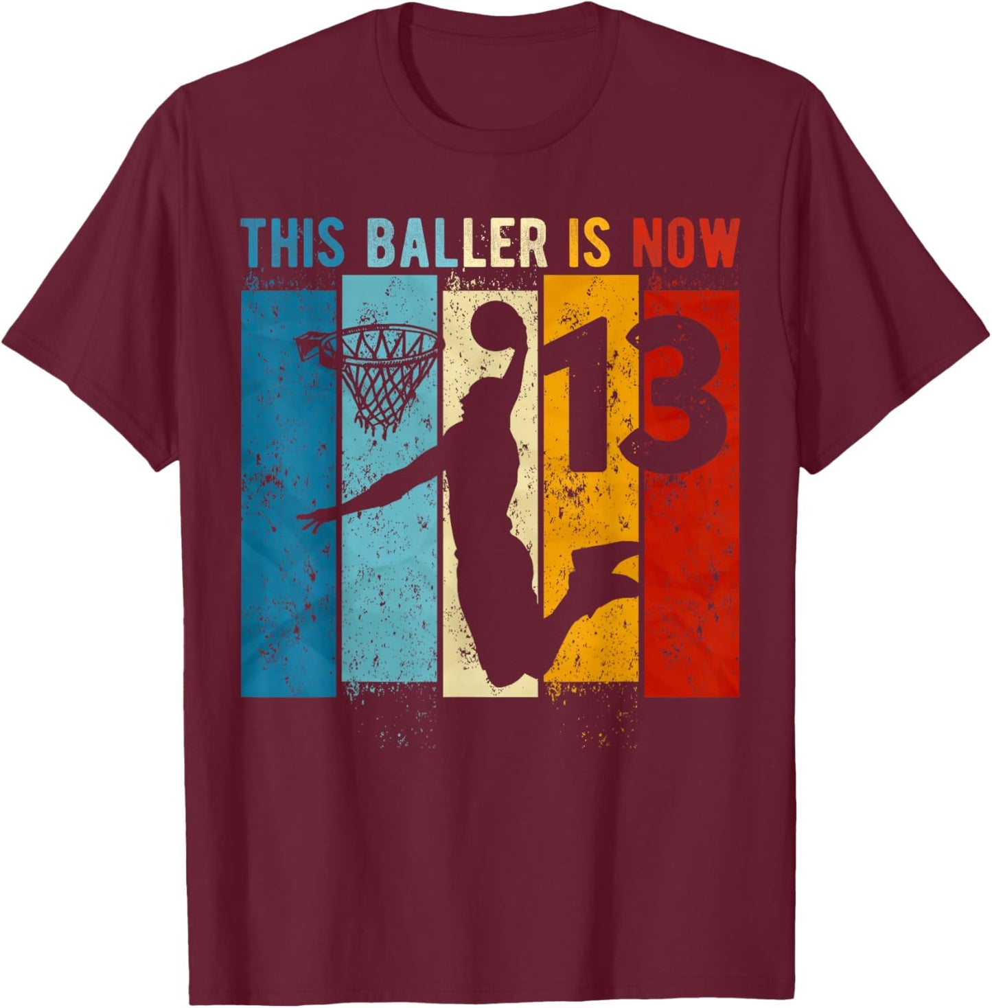 13 Year Old Basketball 13th Birthday Boy T-Shirt - T-Shirt | Maroon