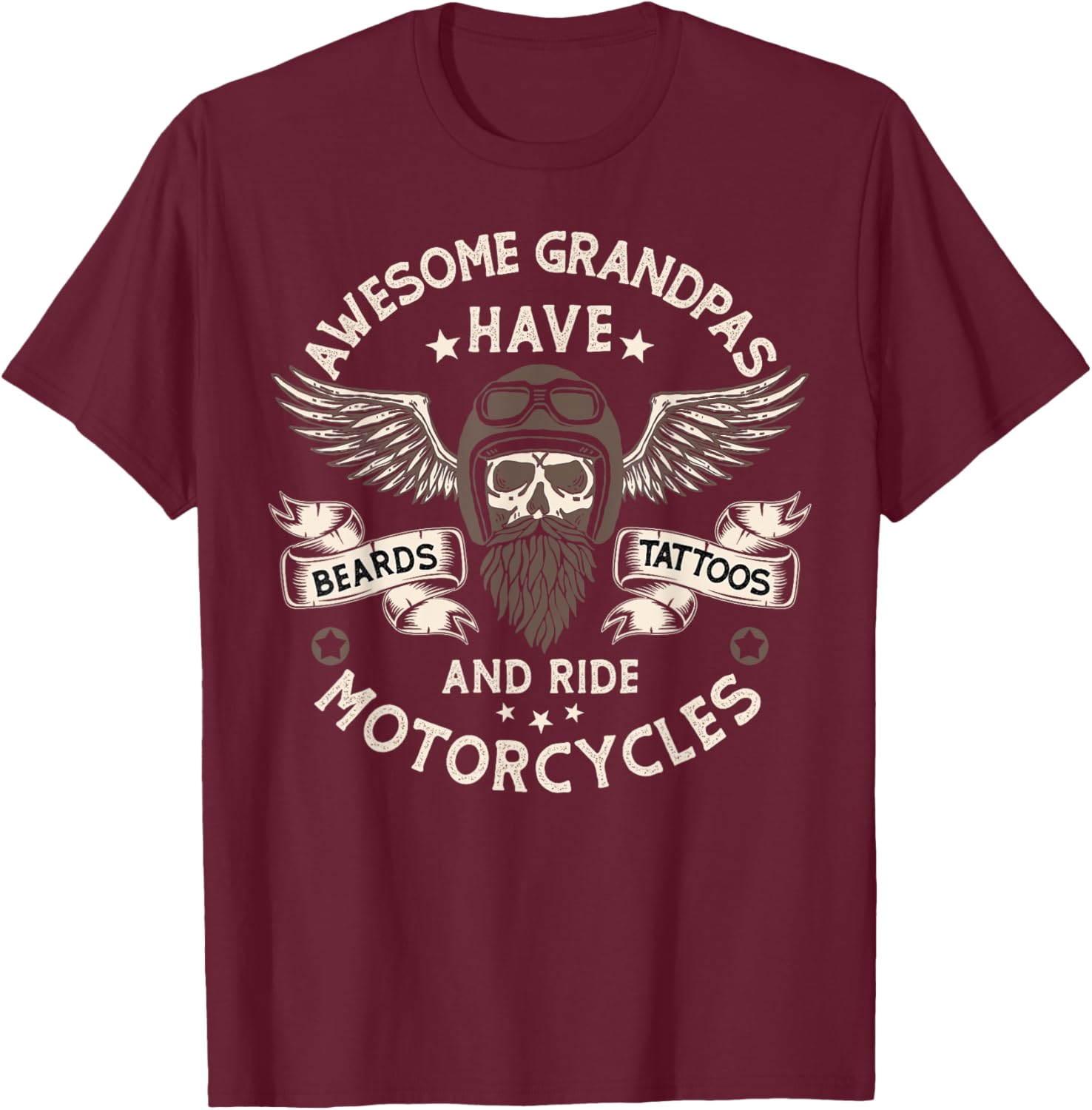 Beard Shirt Awesome grandpas Beard Tattoos and Motorcycles T-Shirt - T-Shirt | Maroon