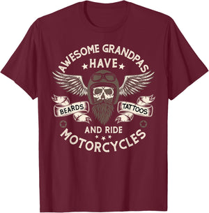Beard Shirt Awesome grandpas Beard Tattoos and Motorcycles T-Shirt - T-Shirt | Maroon