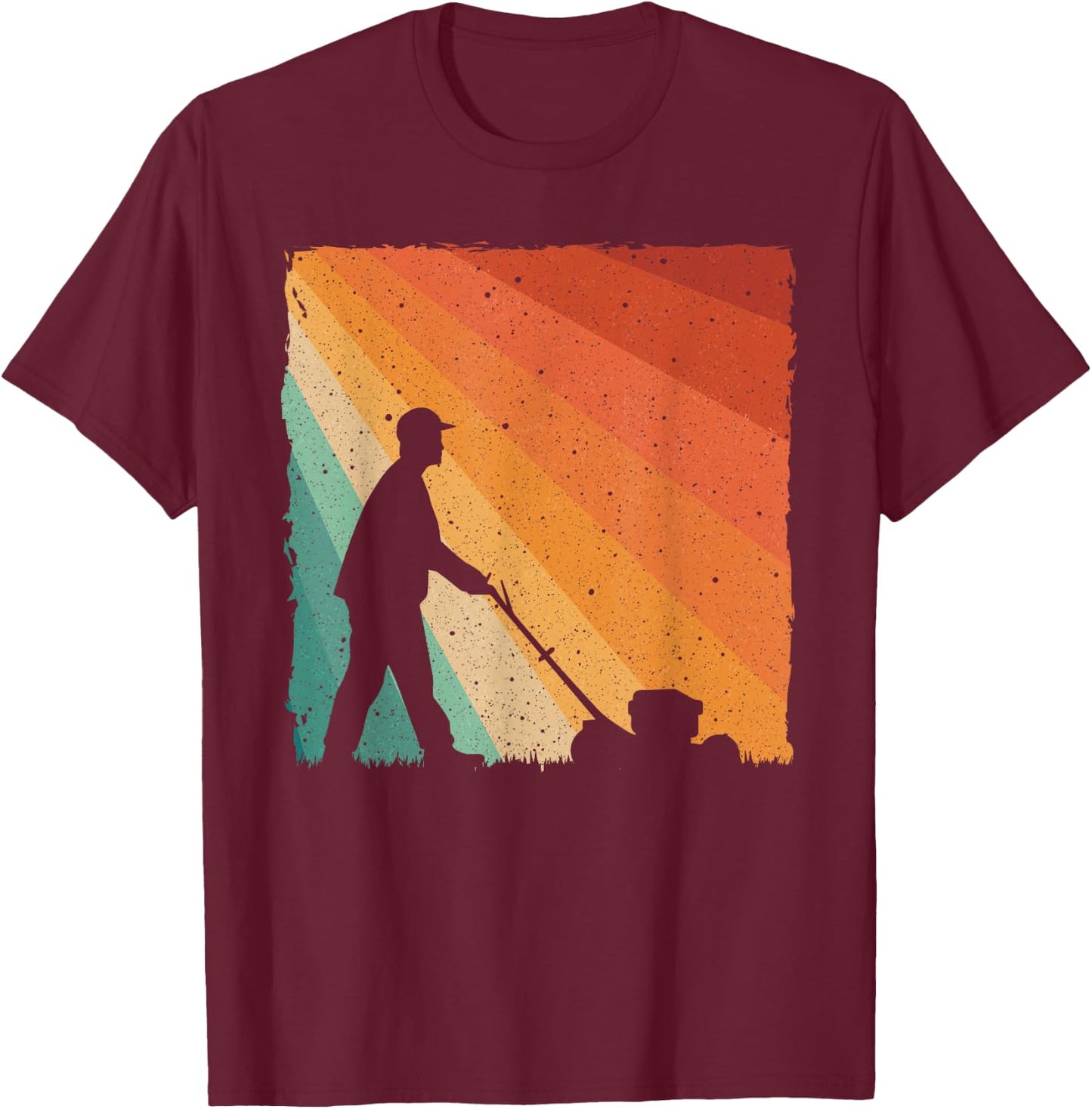 Cool Vintage Landscaper Art Dad Lawn Mower Lawn Care T-Shirt - T-Shirt | Maroon