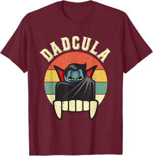 Dadcula Daddy Matching Family Halloween Dad Retro Vintage T-Shirt - T-Shirt | Maroon