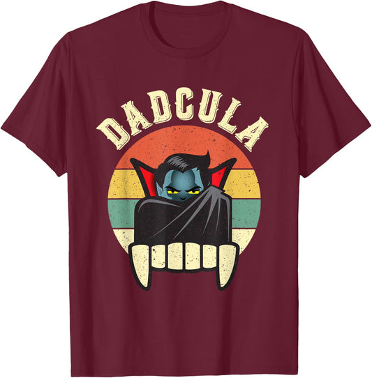 Dadcula Daddy Matching Family Halloween Dad Retro Vintage T-Shirt - T-Shirt | Maroon