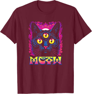 Rainbow Witch Cat With All Seeing 3rd Eye T-Shirt - T-Shirt | Maroon