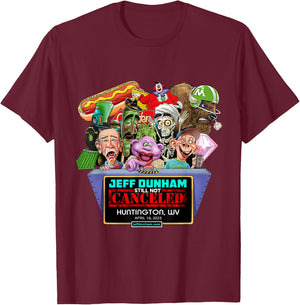 Jeff Dunham Huntington, WV (2023) T-Shirt - T-Shirt | Maroon