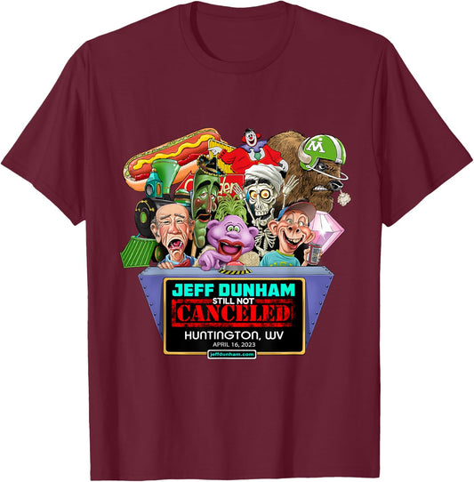 Jeff Dunham Huntington, WV (2023) T-Shirt - T-Shirt | Maroon