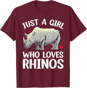 Cool Rhino Art Girls Zoo Rhinoceros Chubby Unicorn T-Shirt - T-Shirt | Maroon