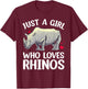 Cool Rhino Art Girls Zoo Rhinoceros Chubby Unicorn T-Shirt - T-Shirt | Maroon