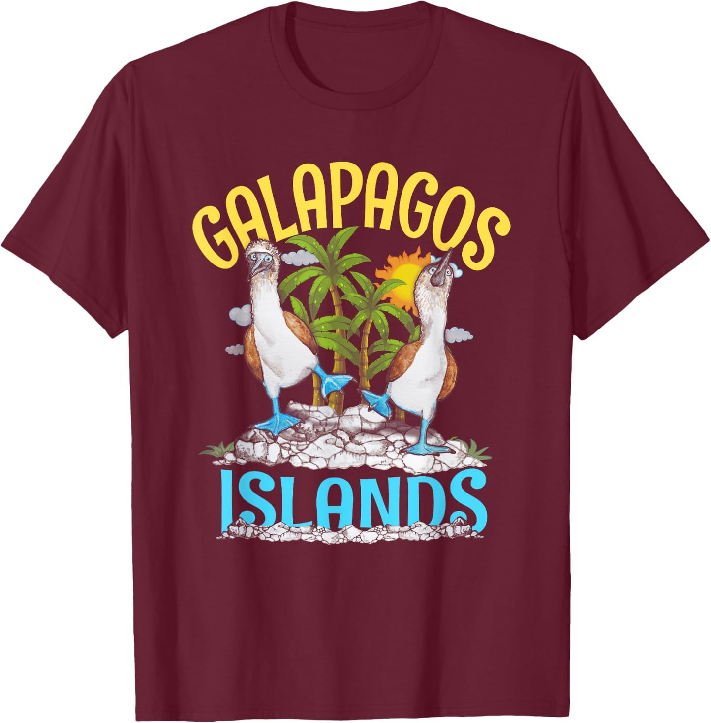 Seabirds Blue-Footed Booby Bird Galapagos Island Animal T-Shirt - T-Shirt | Maroon