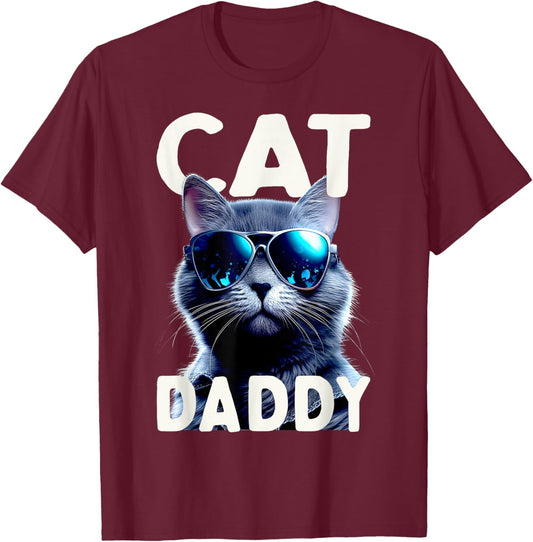 Cat Daddy Cats Dad Father Tomcat Daddy Fathers Day Cat Women Girls Kids T-Shirt - T-Shirt | Maroon