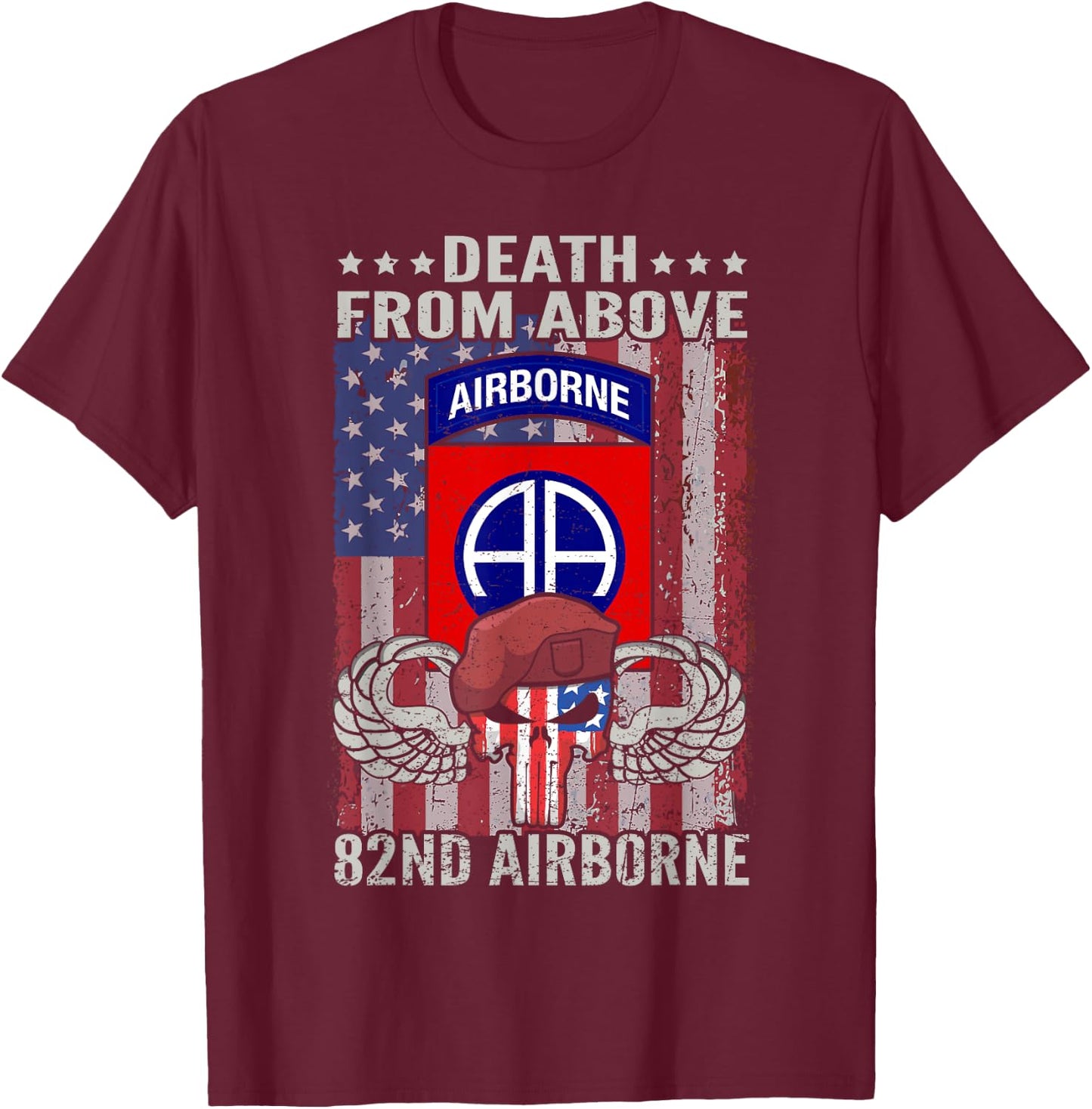 Death From Above USA 82nd Airborne Division Veteran T-Shirt - T-Shirt | Maroon