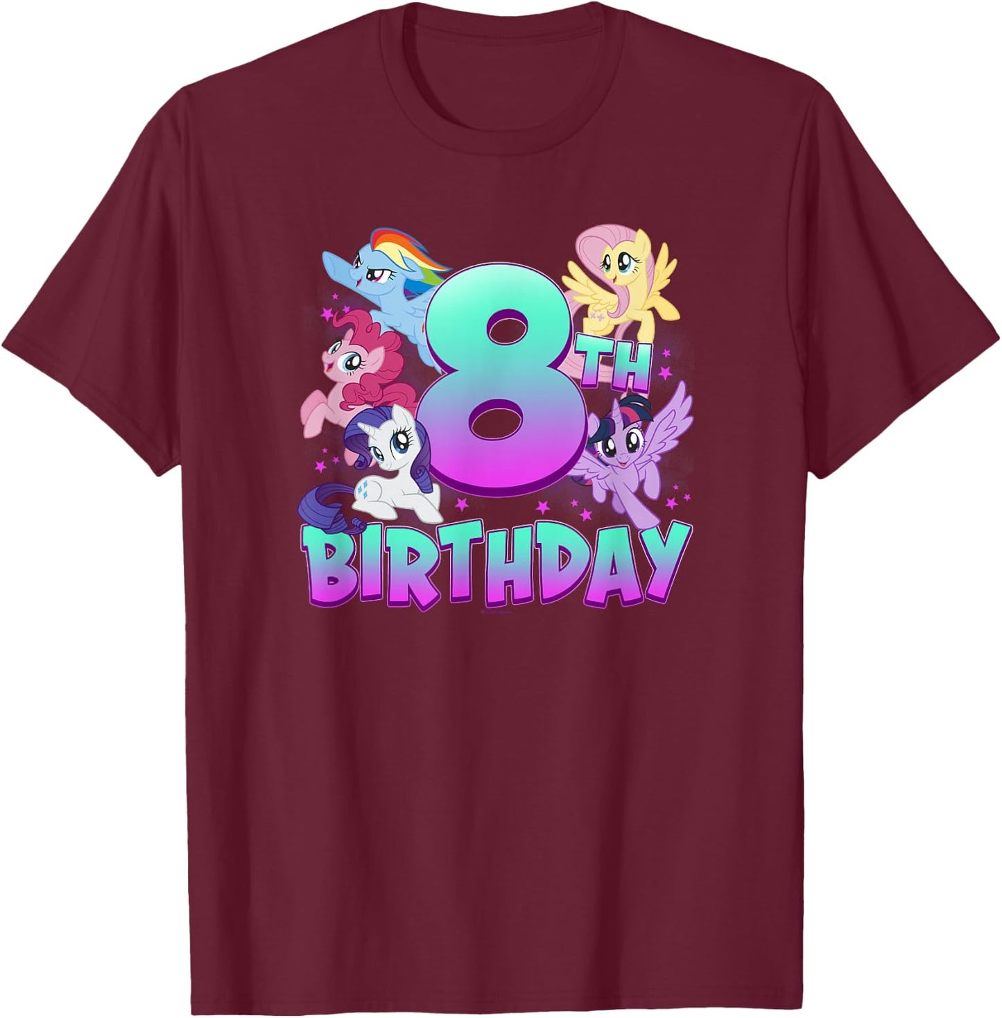 My Little Pony 8th Birthday Group Shot T-Shirt - T-Shirt | Maroon
