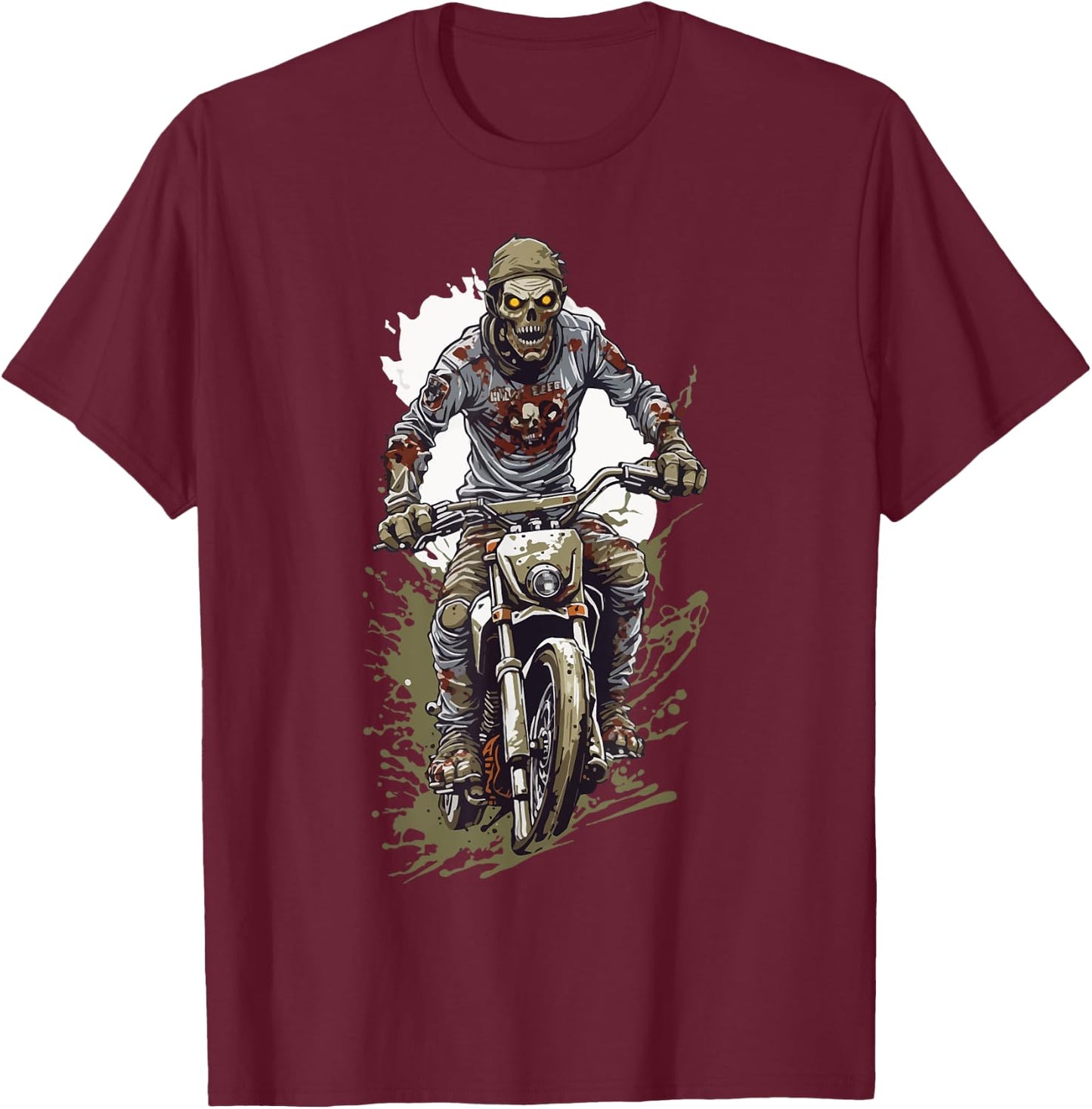 Zombie Motocross Halloween Biker Cool Costume Design T-Shirt - T-Shirt | Maroon