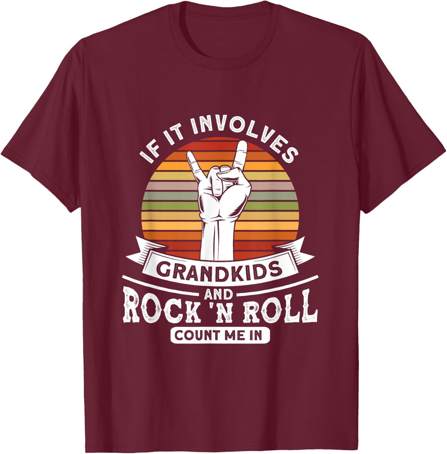 Grandkids And Rock 'n Roll Rock N Roll Guitar T-Shirt - T-Shirt | Maroon
