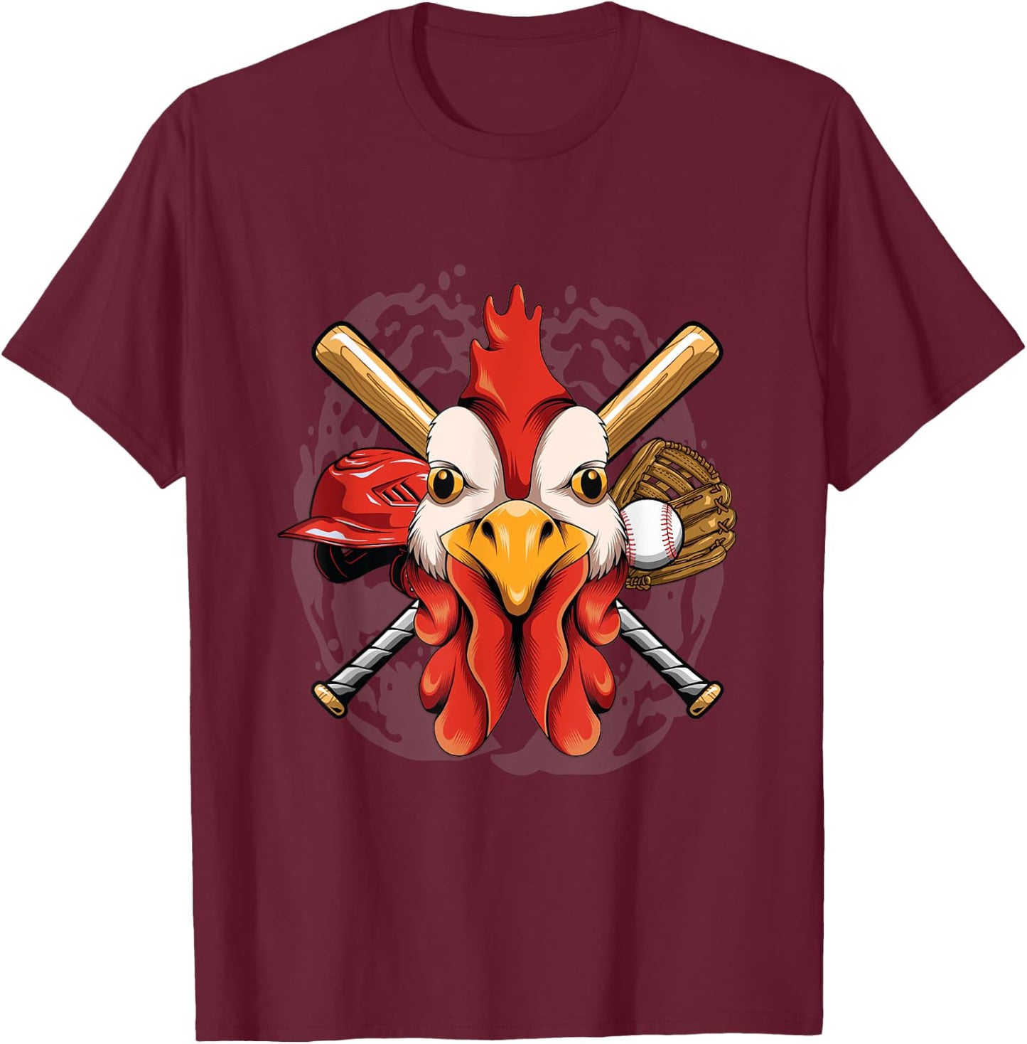 Baseball Player Chicken Pitcher Catcher Baseball Coach Farm T-Shirt - T-Shirt | Maroon