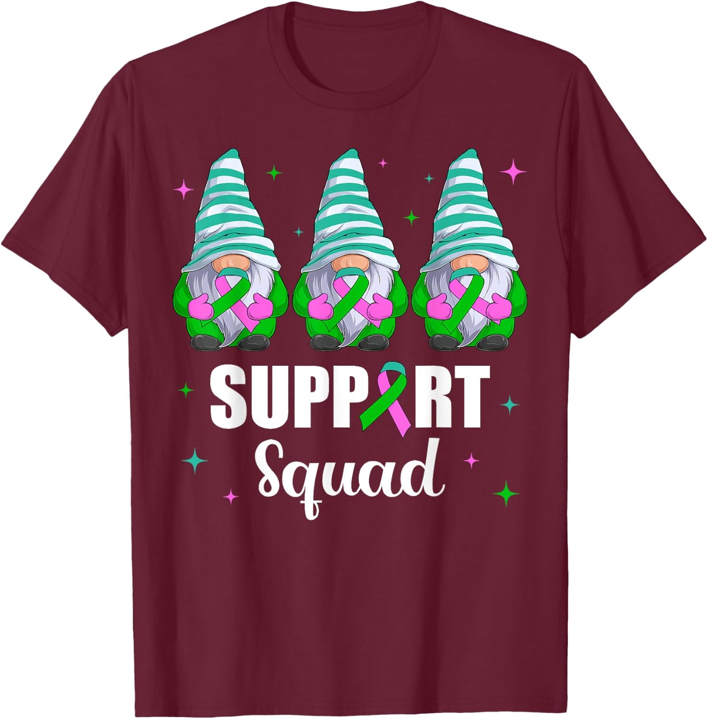 Metastatic Breast Cancer Awareness Shirt Gnome Support Squad T-Shirt - T-Shirt | Maroon
