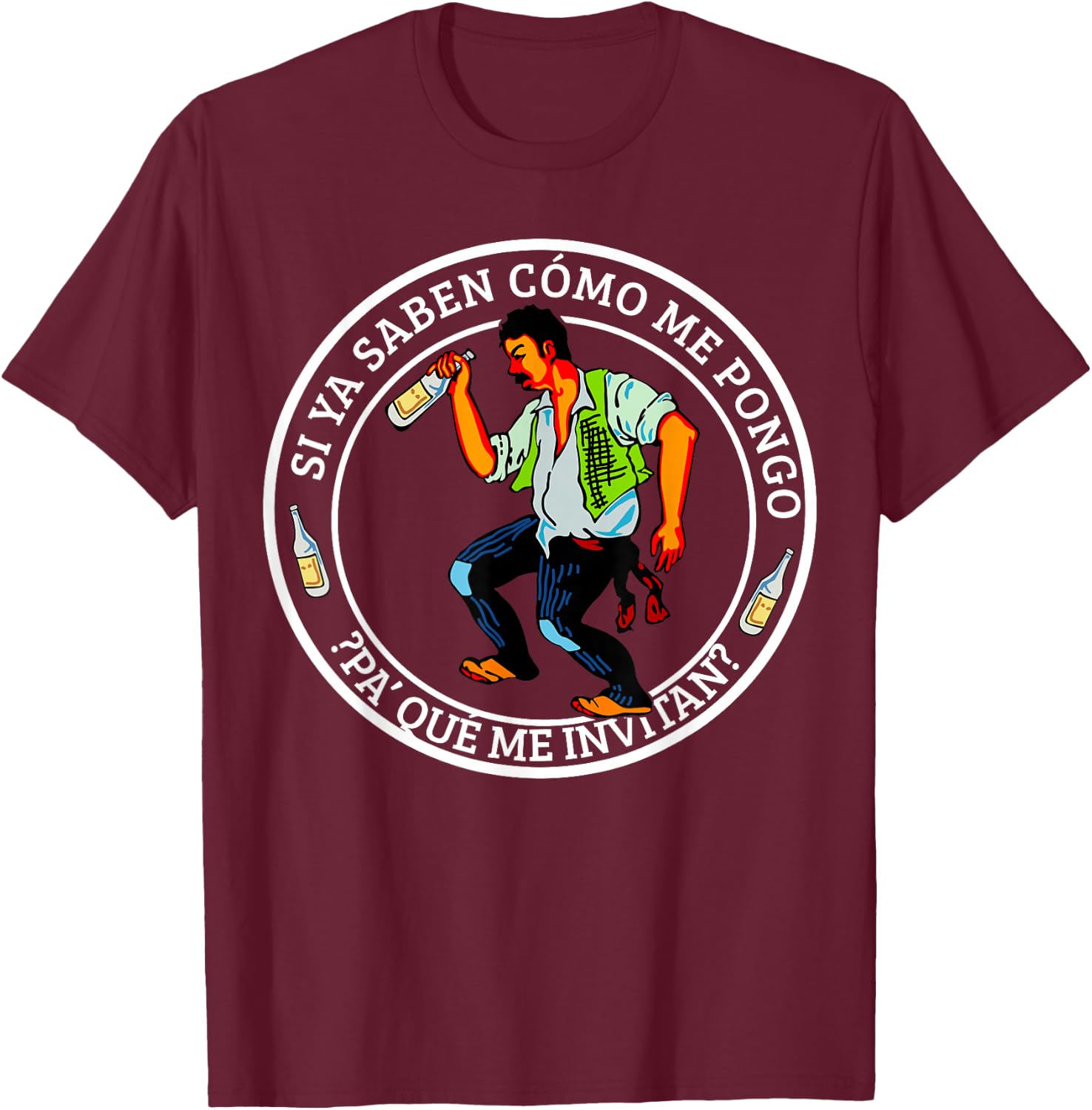 Funny Borracho Mexican Fiesta Party Mexico Independence Day T-Shirt - T-Shirt | Maroon