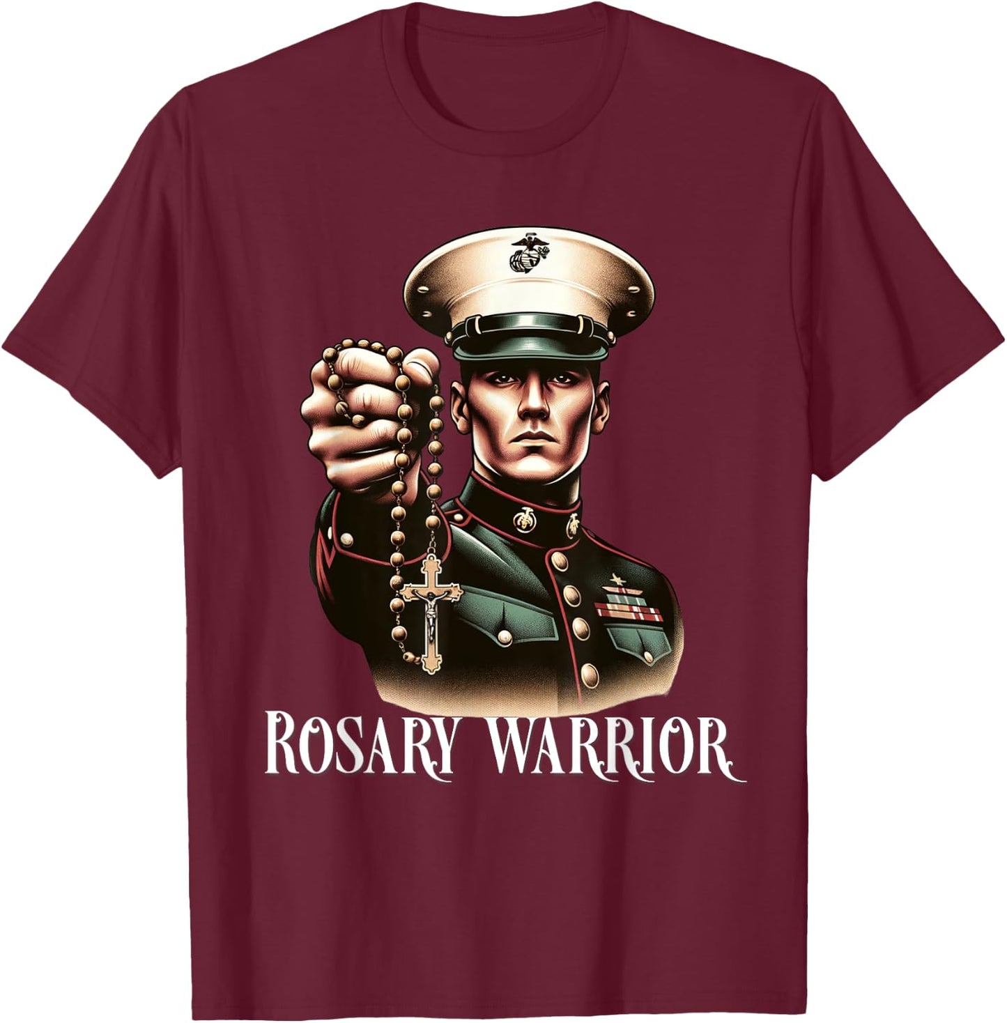 Pray The Rosary Blessed Mother Catholic T-Shirt - T-Shirt | Maroon