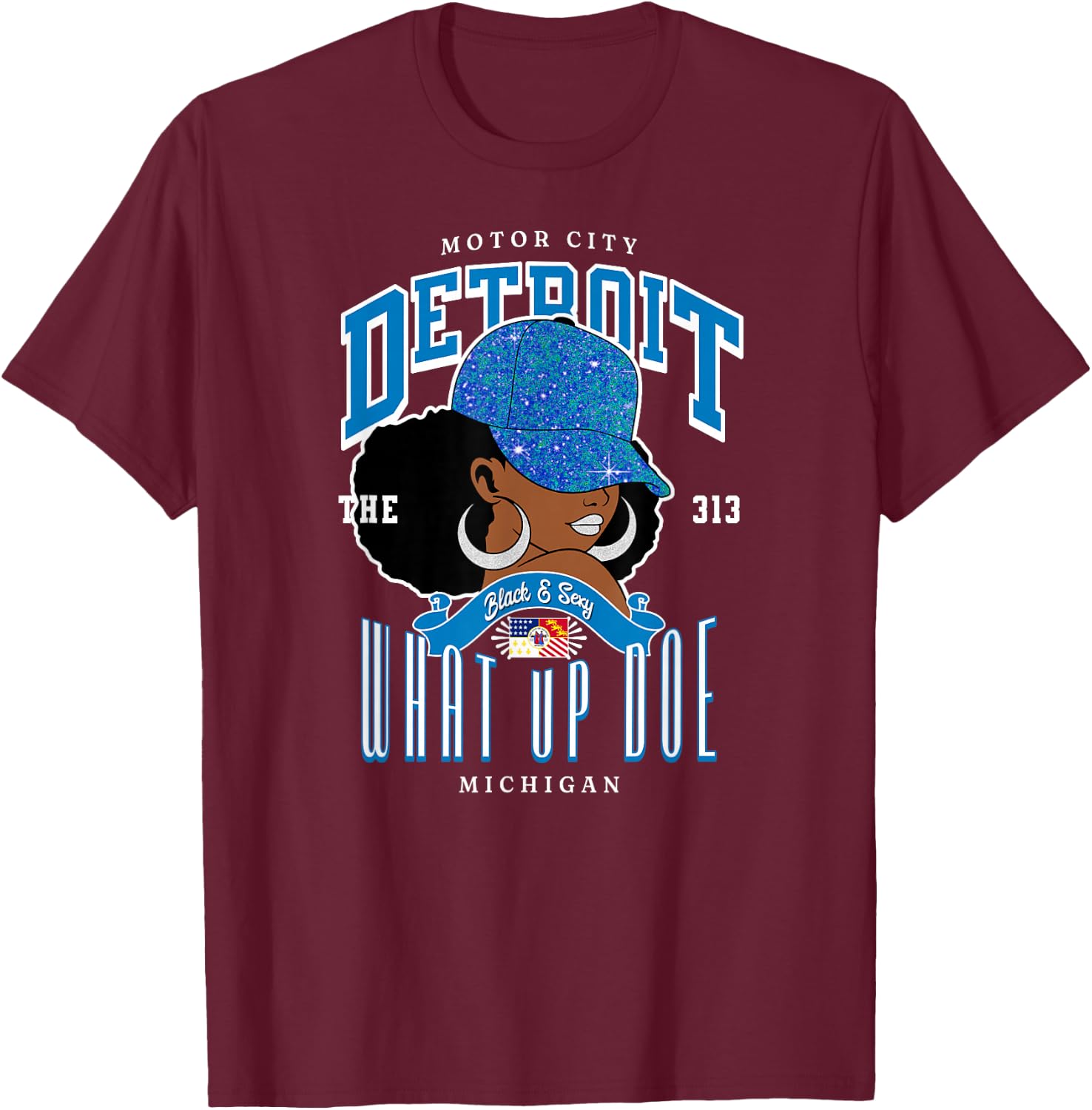 313 Detroit Area Code | Unapologetically Melanated T-Shirt - T-Shirt | Maroon