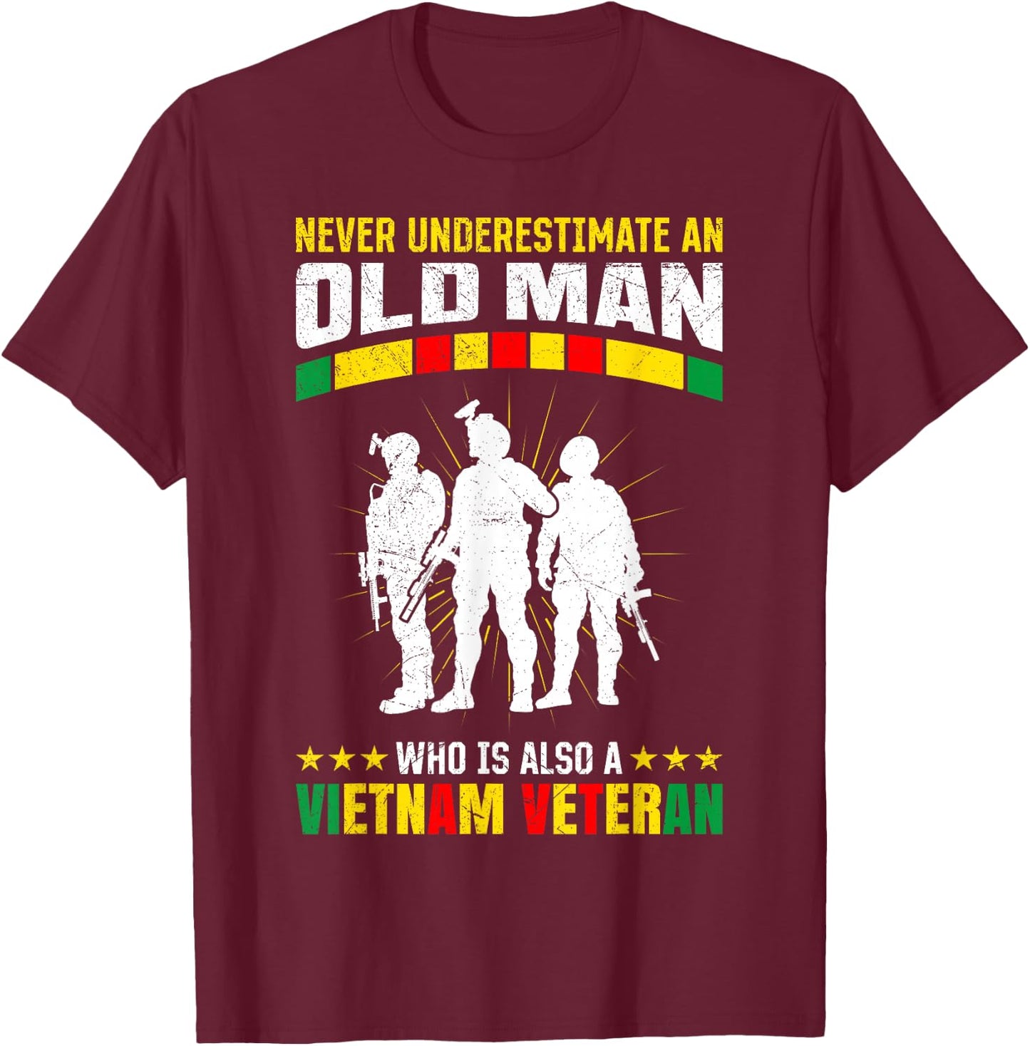 Vietnam Veteran Army Military Fan Memorial Day Veterans T-Shirt - T-Shirt | Maroon