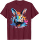 Colorful Cute Netherland Dwarf Rabbit Lover Splash Art T-Shirt - T-Shirt | Maroon