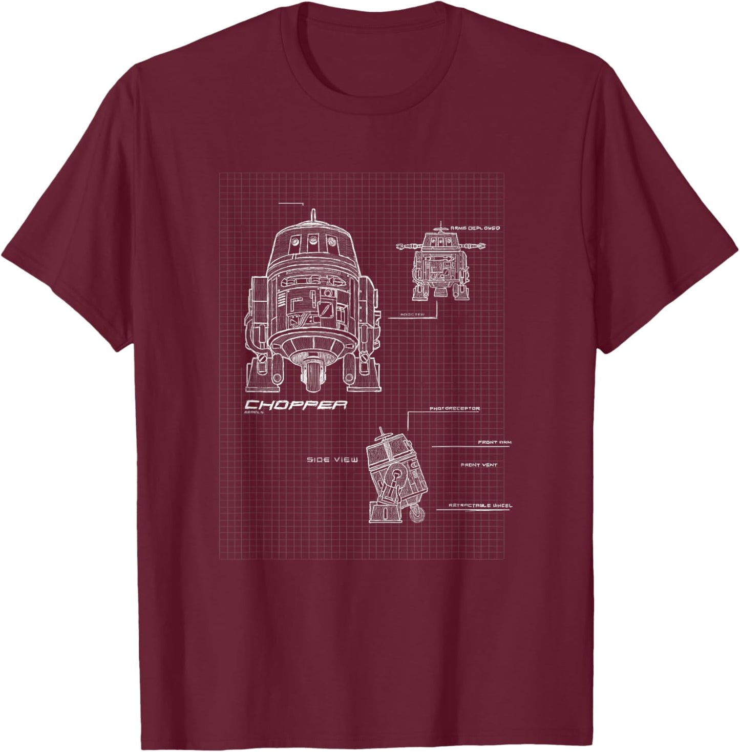 Star Wars Rebels Chopper Specs Blueprints T-Shirt - T-Shirt | Maroon