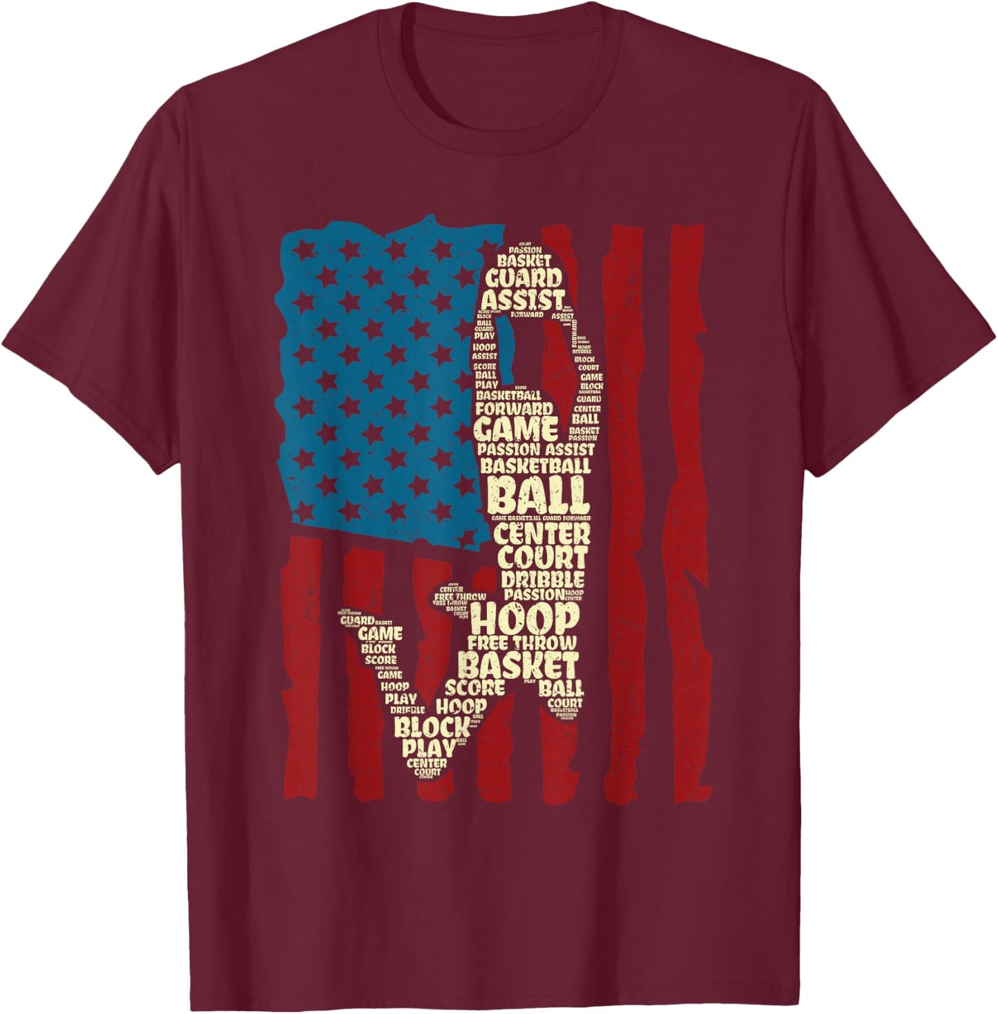 Basketball Men Boys T-Shirt - T-Shirt | Maroon