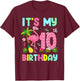 It's My 10th Birthday Flamingo Shirt Hawaii 10 Yrs Old Girl T-Shirt - T-Shirt | Maroon