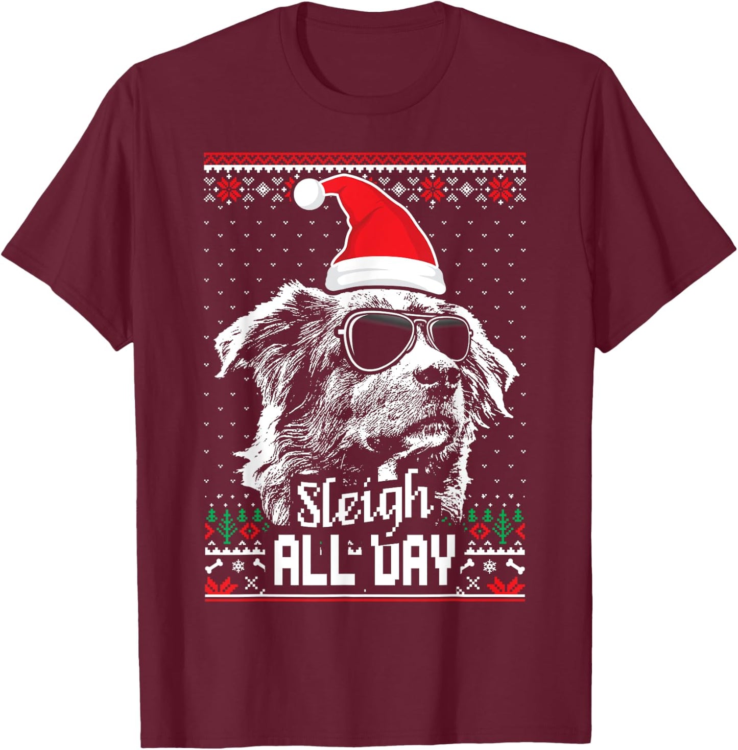 Sleigh all Day Funny Aussie Christmas T-Shirt - T-Shirt | Maroon