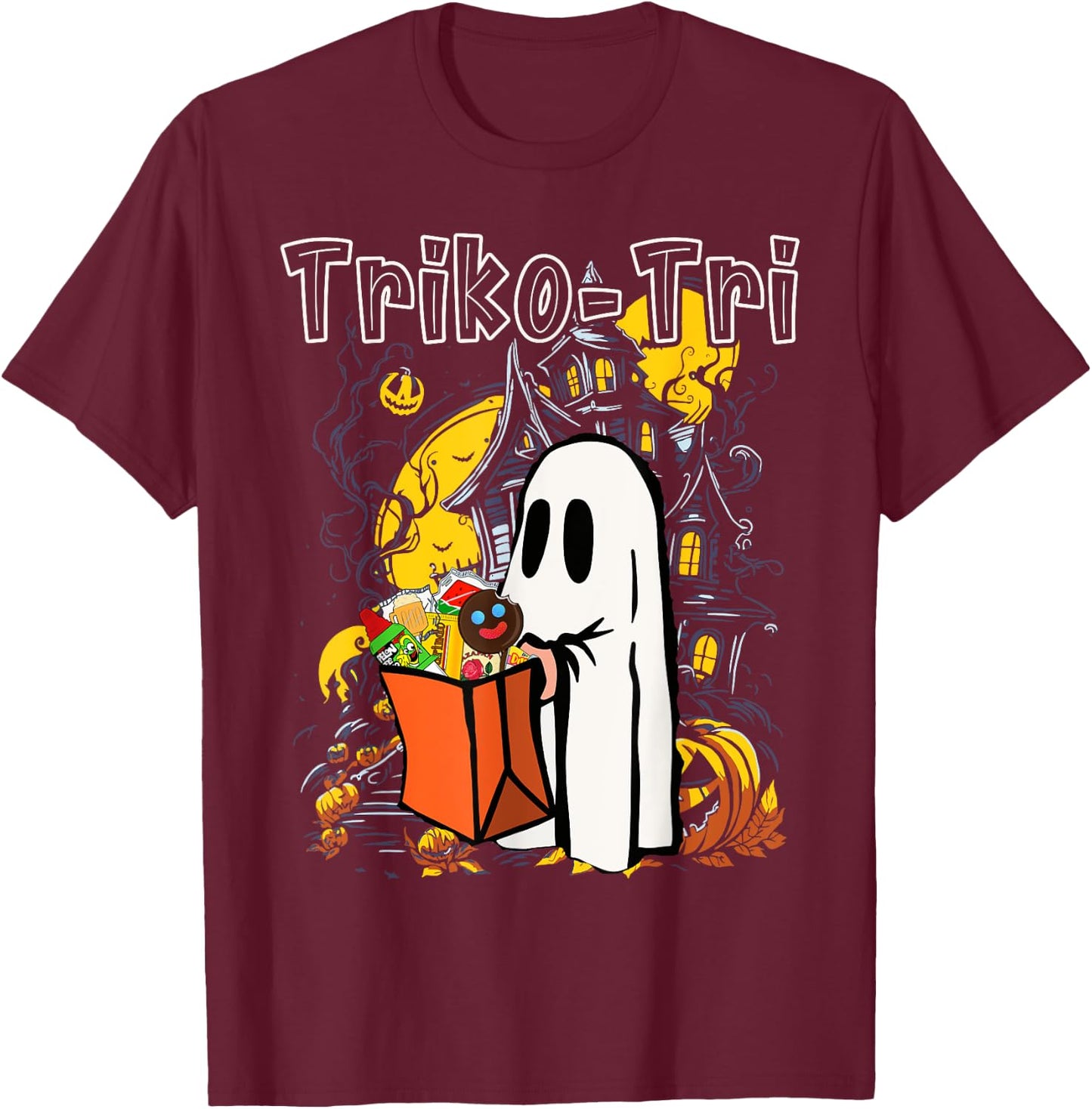 Triko-tri Funny Spanish Halloween T-Shirt - T-Shirt | Maroon