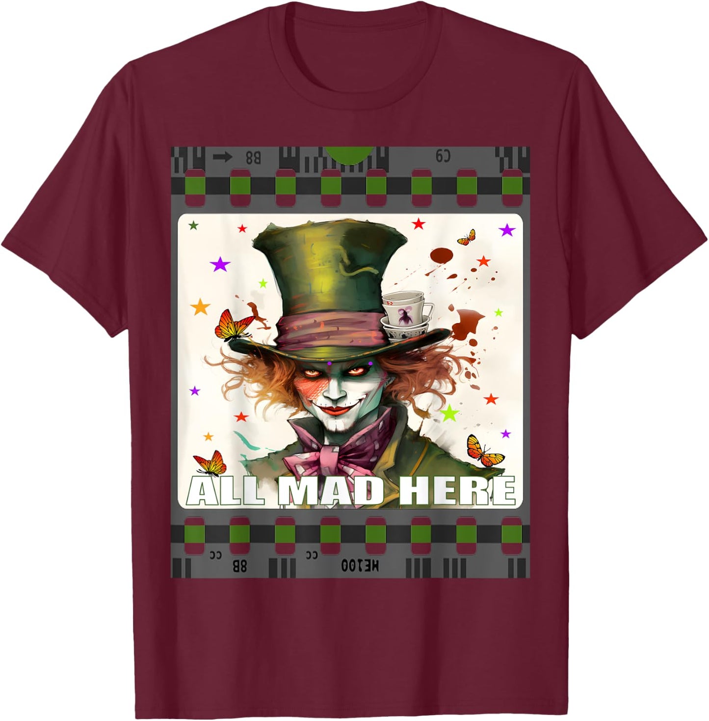Mad Hatter Men Women Boys Girls Alice in Wonderland T-Shirt - T-Shirt | Maroon