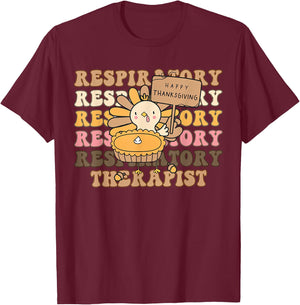 Retro Respiratory Therapist Turkey Fall Thanksgiving RT T-Shirt - T-Shirt | Maroon