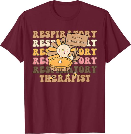 Retro Respiratory Therapist Turkey Fall Thanksgiving RT T-Shirt - T-Shirt | Maroon