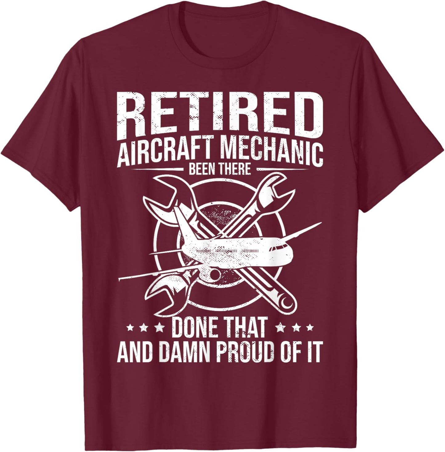 Retired Aircraft Mechanic Airplane Maintenance Technician T-Shirt - T-Shirt | Maroon