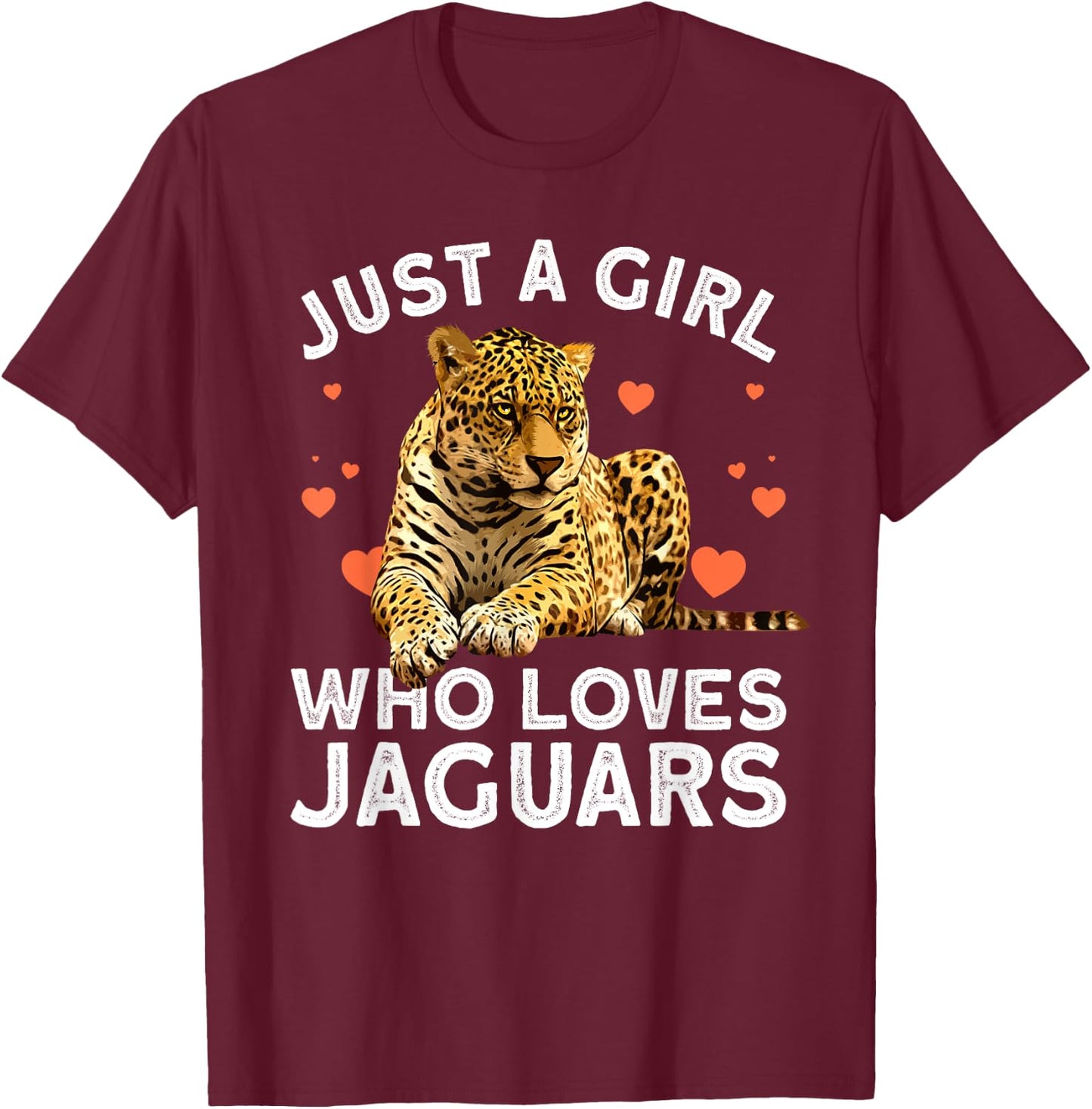 Cool Jaguar Design Girls Cat Animal Jaguar Lover T-Shirt - T-Shirt | Maroon