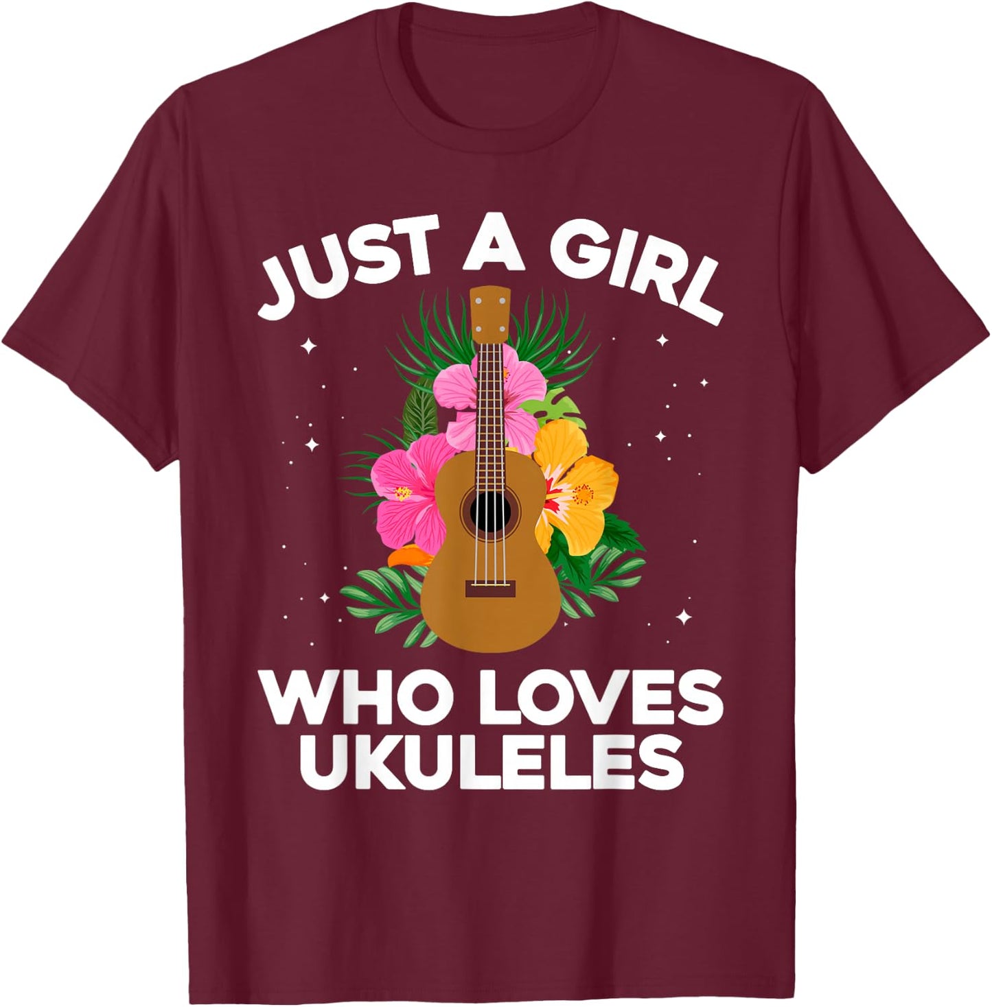 Best Ukulele Girls Hawaiian Guitar Ukulele Player T-Shirt - T-Shirt | Maroon