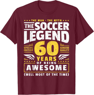 60th Birthday Soccer Player 60 Years T-Shirt - T-Shirt | Maroon