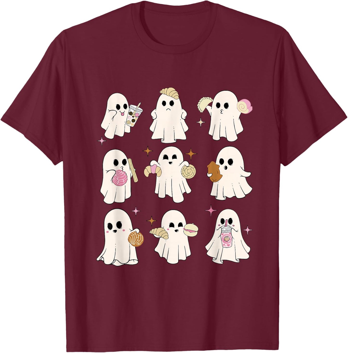 Cute Ghost Pantasmas Latina Halloween Mexican Spooky Conchas T-Shirt - T-Shirt | Maroon
