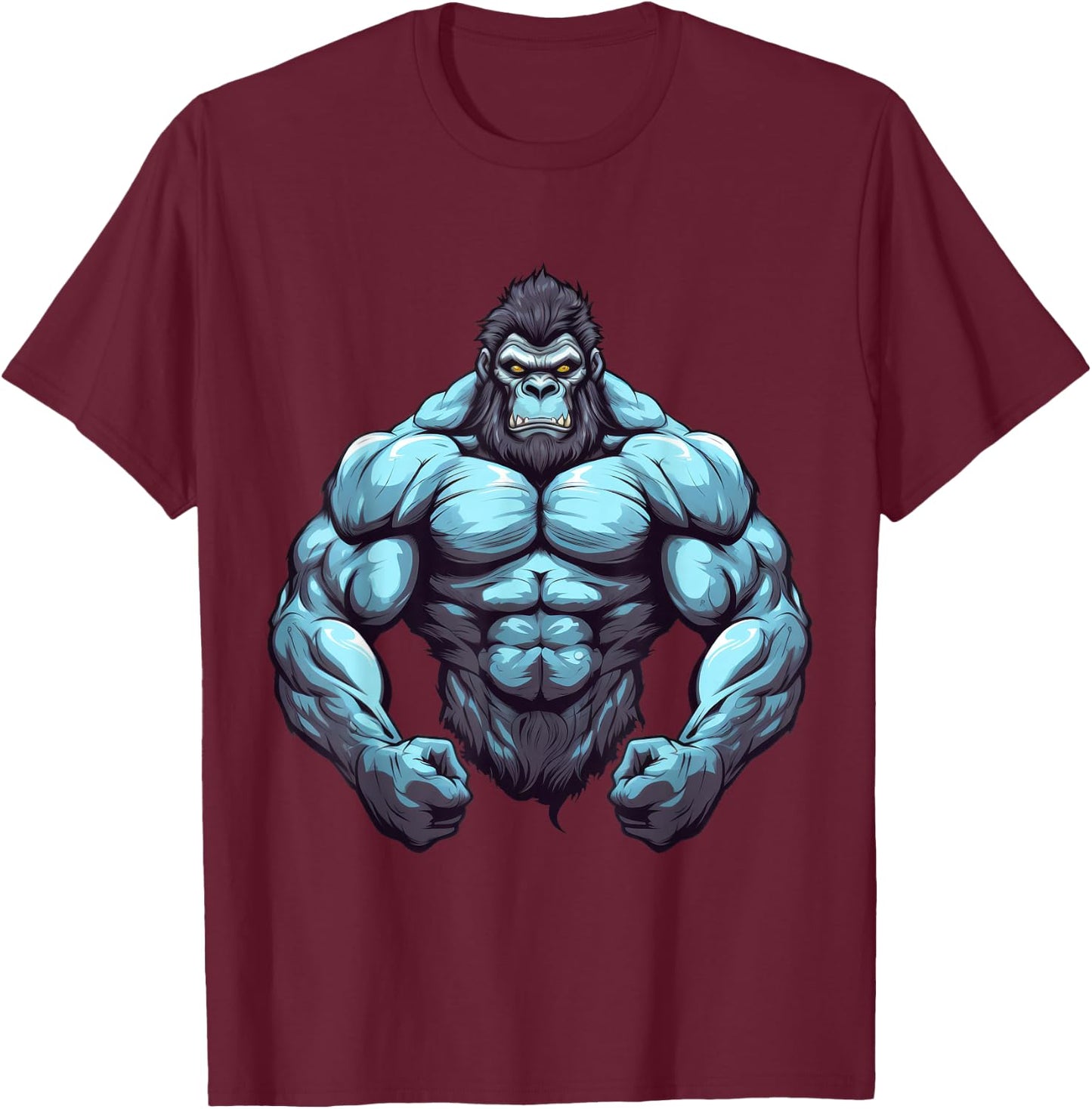 Gorilla Bodybuilder Muscular Body Gym Fitness Weightlifting T-Shirt - T-Shirt | Maroon