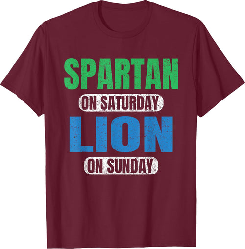 Spartan on Saturday Lion on Sunday Motivation Funny Vintage