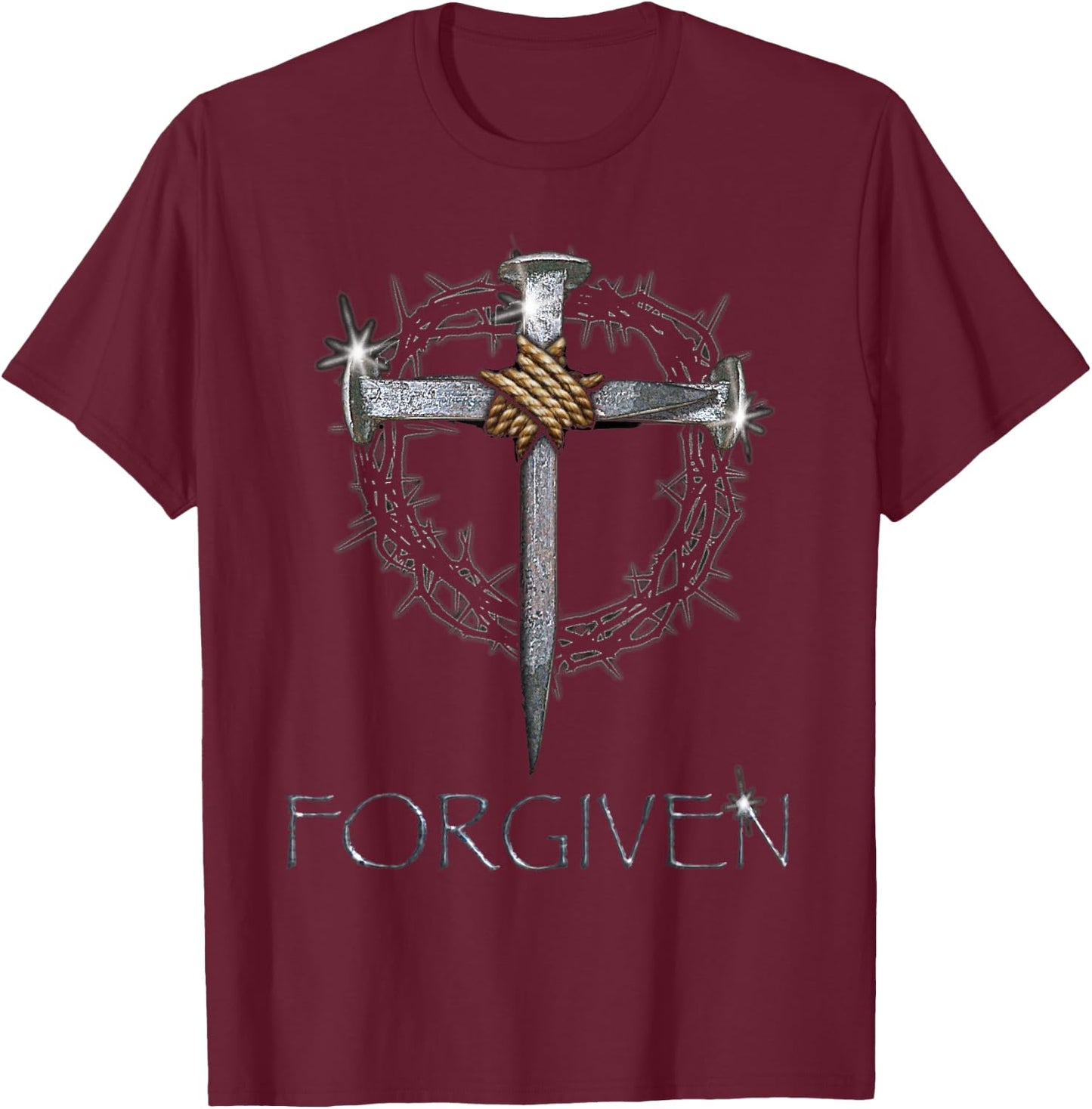 Forgiven - 3 nails + 1 cross = 4 given T-Shirt - T-Shirt | Maroon