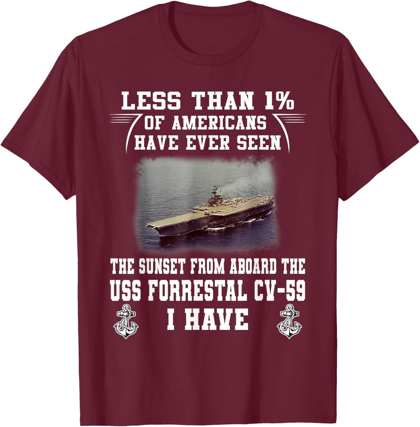 USS Forrestal CV-59 Aircraft Carrier T-Shirt - T-Shirt | Maroon