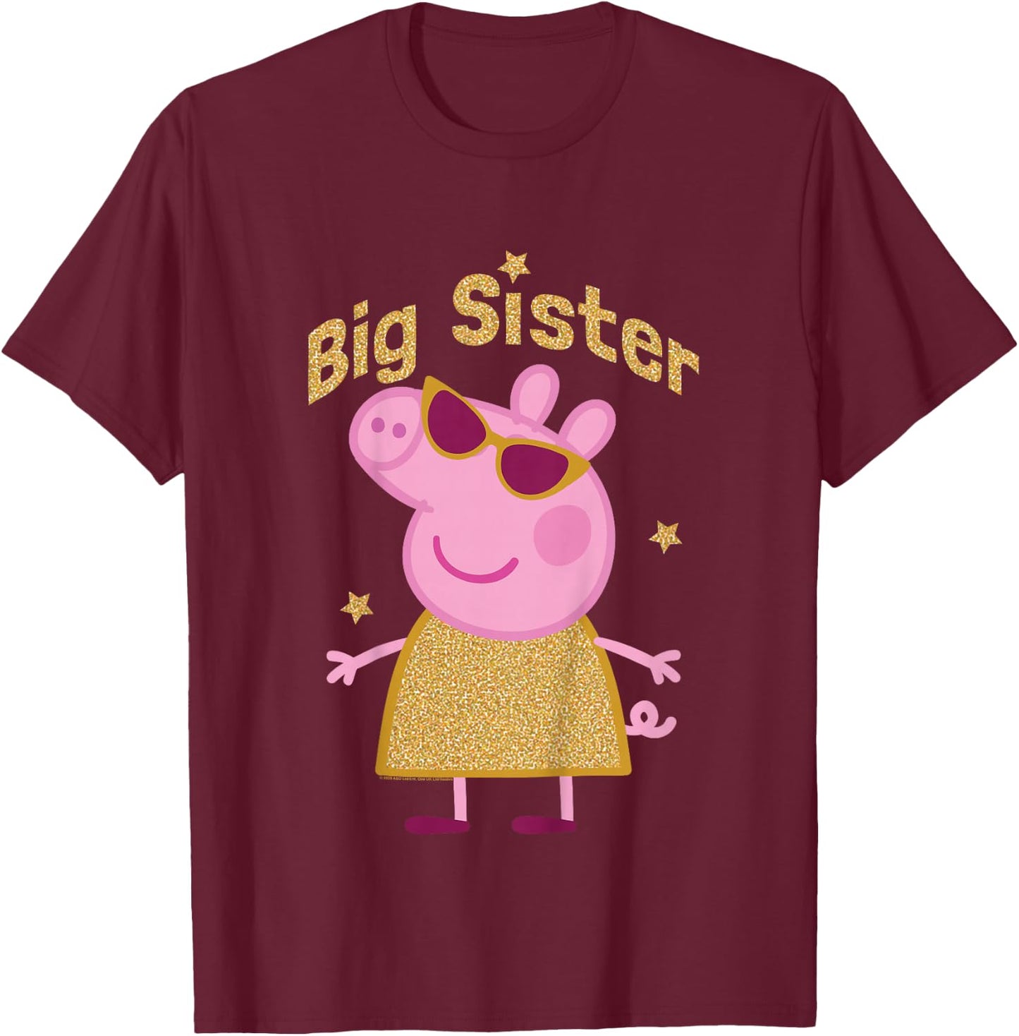 Peppa Pig Big Sister Sparkle Sunglasses Portrait T-Shirt - T-Shirt | Maroon