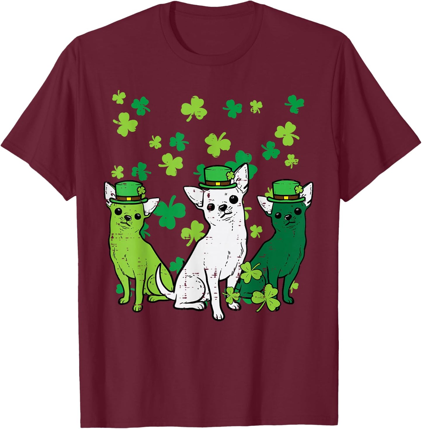 St Patricks Day Chihuahuas Dog Saint Paddys Men Women Kids T-Shirt - T-Shirt | Maroon