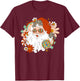 Hippie Santa Claus Floral Peace Sign Xmas Retro Christmas T-Shirt - T-Shirt | Maroon