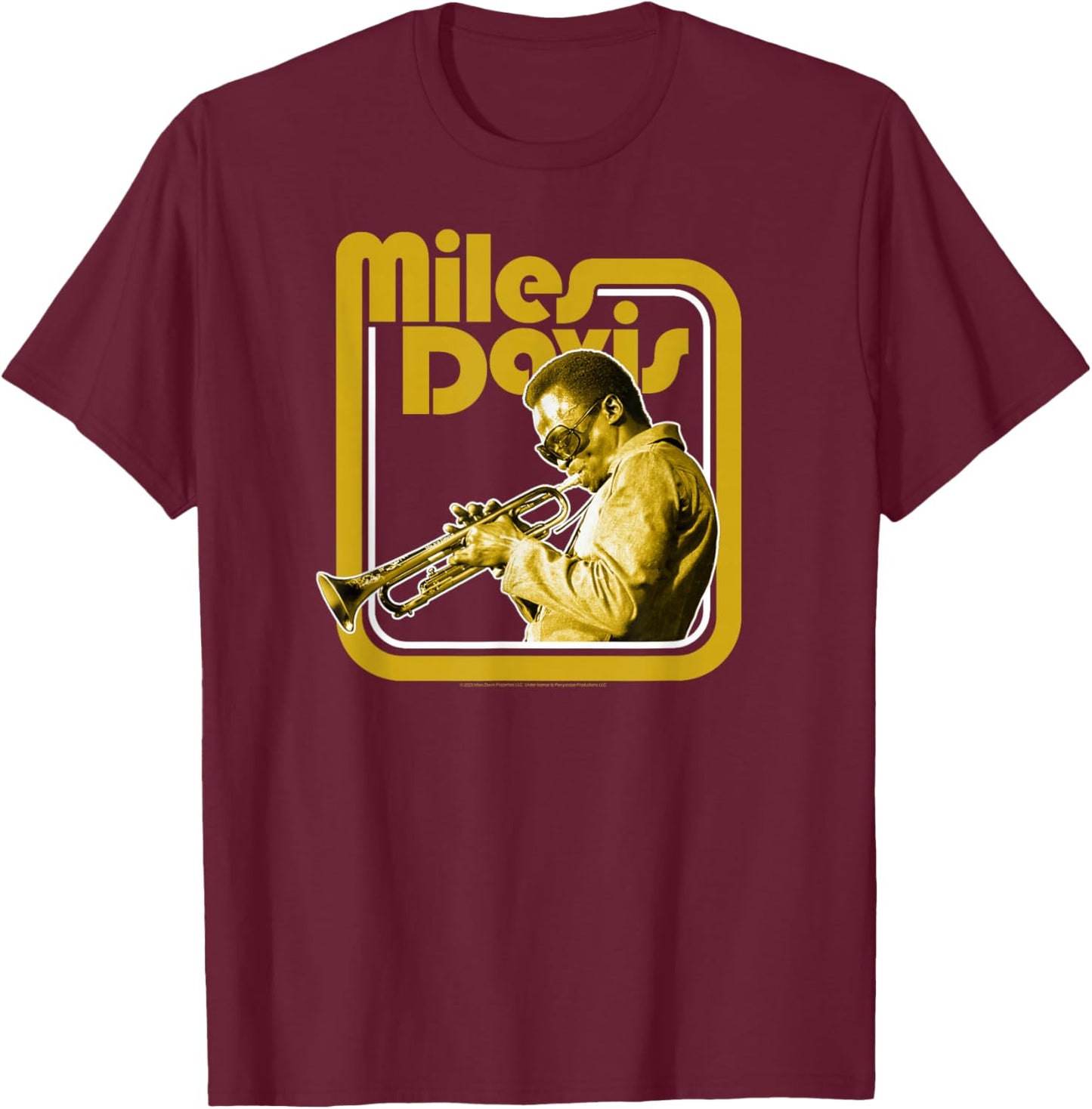 Miles Davis Retro Golden Trumpet T-Shirt - T-Shirt | Maroon