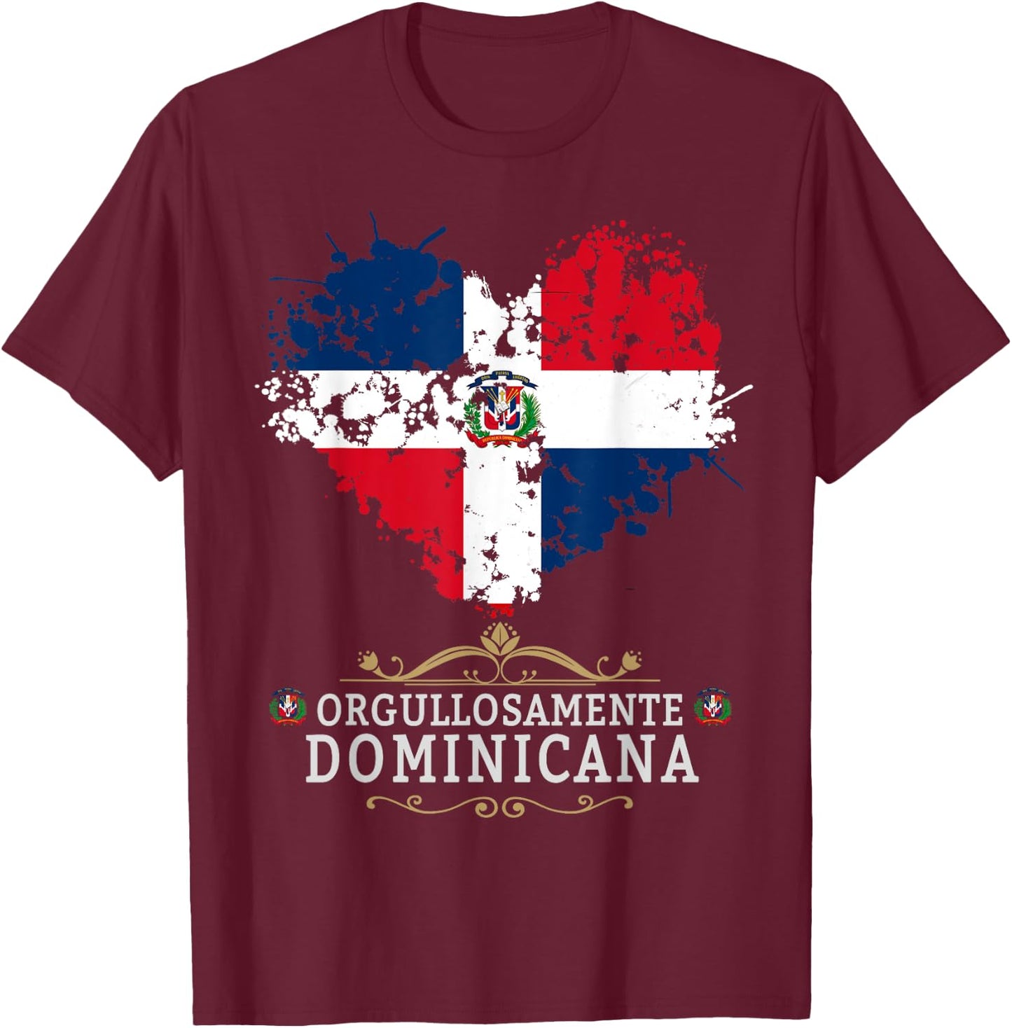 Coat of Arms Republica Dominicana & Dominican Flag Outfit T-Shirt - T-Shirt | Maroon