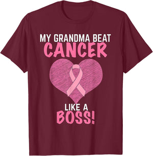 My Grandma Beat Breast Cancer - Survivor Awareness T-Shirt - T-Shirt | Maroon