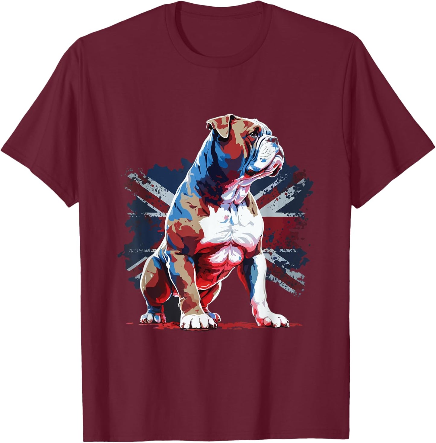 British Bulldog with union jack flag T-Shirt - T-Shirt | Maroon