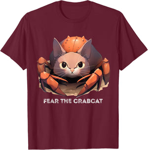 Fear the Crabcat - Funny Crab cat Cryptid Cryptozoology T-Shirt - T-Shirt | Maroon