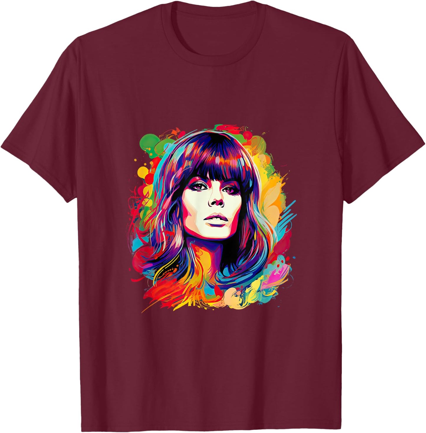 Soulful Serenade: Isometric Art of Astrud Gilberto T-Shirt - T-Shirt | Maroon
